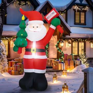 6 FT Christmas Inflatable Santa Claus Outdoor Decorations with Built-In LEDs, Blow-Up Santa for Yard Decorations, Inflatable Xmas Decorations for Christmas Indoor, Outdoor, Garden, Lawn, Winter Decor.