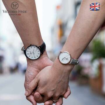 Couple Watches Set - Genuine Leather & Steel