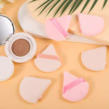 Pimoys 6 Pieces Powder Puff Face Triangle Makeup Sponge Soft Powder Puffs for Loose Powder Beauty Blender Foundation Sponge Setting Powder Puff Makeup Tool, Stocking Stuffers Gift for Women