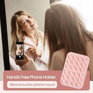 Silicone Suction Phone Case Adhesive Mount - Anti-Slip Holder, Hands-Free Fidget Toy, Phone Accessory for iPhone and Android - Sticky Grip for Selfies, Videos, and Tiktok - Chalk Pink