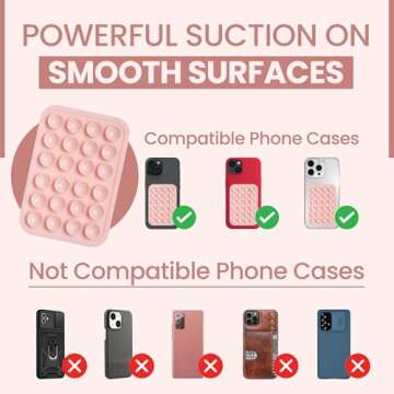 Silicone Suction Phone Case Adhesive Mount - Anti-Slip Holder, Hands-Free Fidget Toy, Phone Accessory for iPhone and Android - Sticky Grip for Selfies, Videos, and Tiktok - Chalk Pink