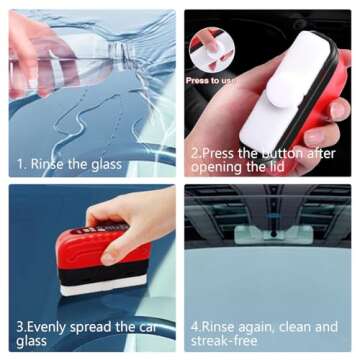 Automotive Oil Film Cleaning Brush, Glass Cleaning Board, Windshield Cleaner, Anti-Rain Fog Cleaning Glass Brush with Refill,Improves Clarity (1pc Brushes & Refill Liquid)