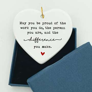 May You Be Proud of the Work You Do, Thank You Gift, Ceramic Heart Keepsake, Retirement Gift, Ceramic Heart, Happy Retirement, Gift For Colleague, Gift for Team And Employees