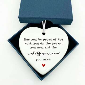 May You Be Proud of the Work You Do, Thank You Gift, Ceramic Heart Keepsake, Retirement Gift, Ceramic Heart, Happy Retirement, Gift For Colleague, Gift for Team And Employees