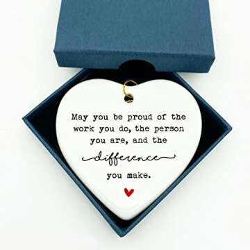 May You Be Proud of the Work You Do, Thank You Gift, Ceramic Heart Keepsake, Retirement Gift, Ceramic Heart, Happy Retirement, Gift For Colleague, Gift for Team And Employees