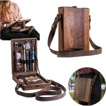 Multifunctional Wooden Messenger Bag for Artists