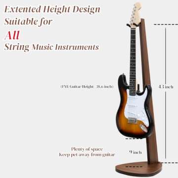 Onmiwod Guitar Stand, Wood Guitar Stands for Acoustic Guitar, Wooden Guitar Stand Floor, Handing Guitar Stand for Electric Guitar, Acoustic, Banjo, Bass, Ukulele, Gift for Guitar Player Men Boy