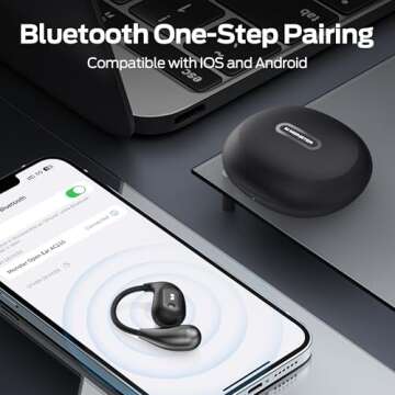 Monster Open Ear AC210 Headphones, Bluetooth 5.4 Earphones Stereo Sound, Wireless Headphones 30 Hours Playback, Type-C Charging, HD Clear Calls, Touch Control, IPX5 Waterproof Open Ear Earbuds,Black