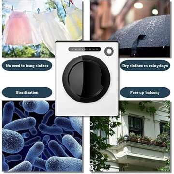 OOTDAY Portable Clothes Dryer, Front Load Compact Laundry Dryers with Exhaust Pipe, 850W, ABS Control Panel, 9lbs Compact Dryer for Apartments, Home, Dorm, White