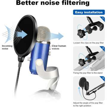 Aokeo Professional Pop Filter for Blue Yeti & More