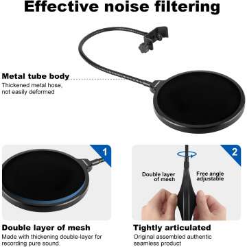 Aokeo Professional Pop Filter for Blue Yeti & More