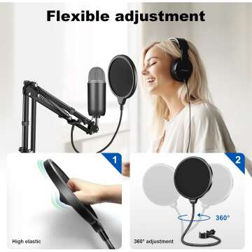 Aokeo Professional Pop Filter for Blue Yeti & More