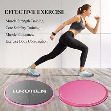 Hurdilen Core Sliders, Exercise Gliding Discs Dual Sided Use on Carpet and Hardwood Floors, Lightweight and Perfect Fitness Apparatus for Training Abdominal Core Strength (Pink)