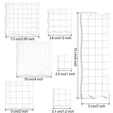 Mudder 7 Pieces Acrylic Stamp Blocks Set Clear Stamping Blocks Tools with Grid and Grip, Decorative Stamp Blocks for Kids Scrapbooking Craft Making, DIY Essential Stamping Tool(Lace Edge)