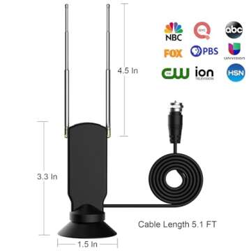 CXYHMG TV Antenna for Smart TV, 360° Reception Digital HD Antenna Without Cable Indoor Outdoor, Support 4K/8K/1080p for Free Local Channels, with Strong Suction Base.