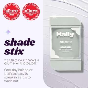 Hally Hair Temporary Hair Color, Shade Stix (Silver) - 12 ml Washable Hair Chalk for Kids, Teens & Adults - One Day Pop of Color for Festivals, Sporting Events & Parties, All Hair Types