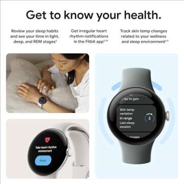 Google Pixel Watch 2 (Previous Model) with the Best of Fitbit - Heart Rate Tracking, Stress Management, Safety Features - Android Smartwatch - Polished Silver Aluminum Case - Bay Active Band - LTE