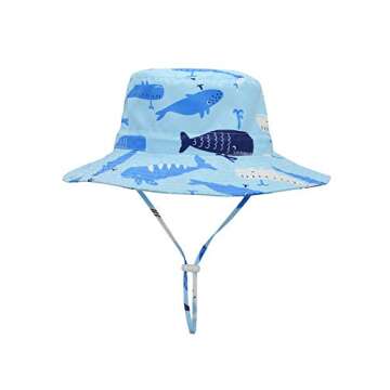 Baby Sun Hat UPF 50+ Sun Protective Toddler Bucket Hat Summer Kids Beach Hats Wide Brim Outdoor Play Hat for Boys Girls