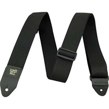 Ernie Ball Black Polypro Guitar Strap for Comfort