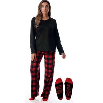 Just Love Womens Microfleece Pajama Pants Set with Cozy Socks