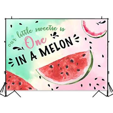 Art Studio 7x5ft Summer Fruit Watermelon Theme Photography Backdrop Watercolor Sweet One in a Melon Birthday Party Cake Table Decoration Photo Background for Girls Studio Booth Props Vinyl