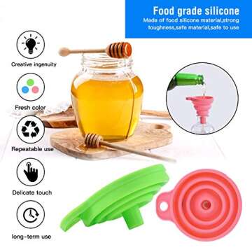 Kitchen Silicone Collapsible Funnel Set of 3,Small and Large,Flexible-Foldable-Cooking-Food-Grade Funnels for Filling Small or Mini Bottles,Perfume,Filling Capsules,Fry Oil Filter,Essential Oil,Spice