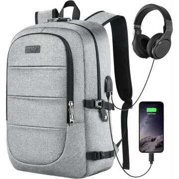 AMBOR Anti Theft 17.3" Travel Laptop Backpack with USB Port