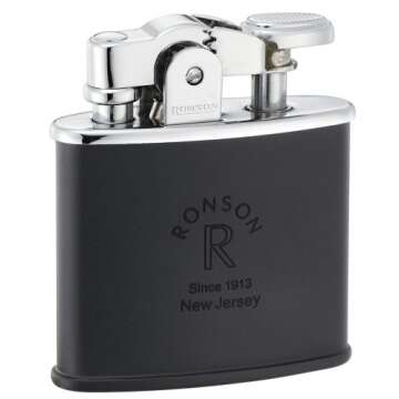 Ronson Standard R02-0028 Mat Black Stylish Design Made in Japan Oil Lighter