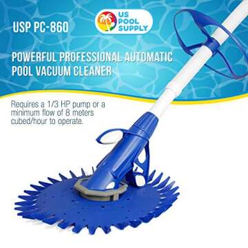 U.S. Pool Supply Professional Automatic Pool Vacuum Cleaner - Powerful Suction That Removes Swimming Pool Debris, Cleans Floors, Walls and Steps