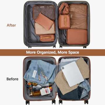 Packing Cubes, 8 Set Luggage Packing Organizers Travel Cubes Suitcase Organizer Bags Set for Travel Accessories, Brown