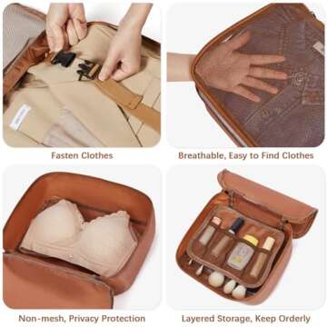 Packing Cubes, 8 Set Luggage Packing Organizers Travel Cubes Suitcase Organizer Bags Set for Travel Accessories, Brown