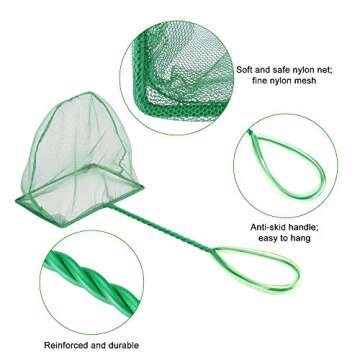 Mogoko 2 Pack Aquarium Net Fish Net, 6.0 Inch Fish Tank Net Large, Fine Mesh Aquarium Net with 11.0 Inch Long Plastic Handle for Fish Tank