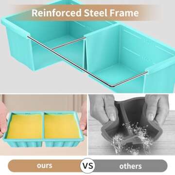 Silicone Freezer Tray for Soup Ice Cubes: 2-Cup Freezing Tray for Meal Prep - 2Pack Silicon Soup Portion Freeze Tray Make Stock Souped Ice Cube