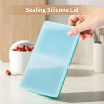 Silicone Freezer Tray for Soup Ice Cubes: 2-Cup Freezing Tray for Meal Prep - 2Pack Silicon Soup Portion Freeze Tray Make Stock Souped Ice Cube