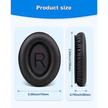 Link Dream Ear Pads for Bose Quiet Comfort 35 Soft Protein Leather Replacement Earpads Ear Cushions Ear Pad for Bose QC 35/25 / 15 QC2 / Ae2 / Ae2i / Ae2W / Sound Link/Sound True (Black)