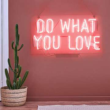 Neon Signs Pink Do What You Love Neon Lights, Neon Light Sign Real Neon Lamp, Wall Sign Art Decorative Signs Lights, Neon Words for Home Christmas Room Decor Bar for Party Holiday Decoration Signs