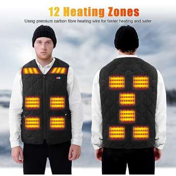 Rrtizan Heating Vest for Men,Lightweight Heated with Battery Pack,Electric Heating Vests with 3 Heating Levels, 12 Heating Zones for Winter Outdoor Hunting Skiing(0086,S)