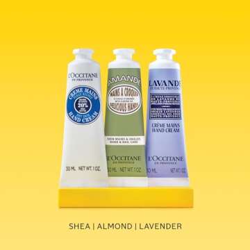 L’OCCITANE Hand Cream Classics, 3-Piece Set: Moisturizing Hand Creams, Shea, Almond, Lavender Iconic Scents, Vegan, All Skin Types, Made in France