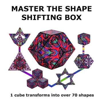 SHASHIBO Shape Shifting Box - Award-Winning, Patented Fidget Cube w/ 36 Rare Earth Magnets - Transforms Into Over 70 Shapes, Download Fun in Motion Toys Mobile App (Artist Series - Chaos)