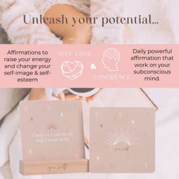 Positive Affirmation Cards for Women -31 Unique Daily Inspirational & Empowering Quotes for Self-Love & Confidence -Motivational Cards With thought-provoking Questions - Manifestation Cards