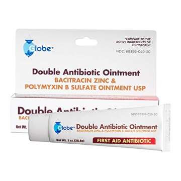 Globe First Aid Topical Antibiotic Ointment with Bacitracin Zinc & Polymyxin B Sulfate, Infection Protection & Wound Care Without Neomycin 1 oz Tube