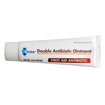 Globe First Aid Topical Antibiotic Ointment with Bacitracin Zinc & Polymyxin B Sulfate, Infection Protection & Wound Care Without Neomycin 1 oz Tube