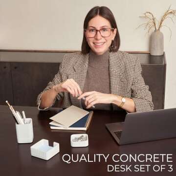 Stylish Concrete Desk Organizer Set of 3 - Perfect Office Accessories