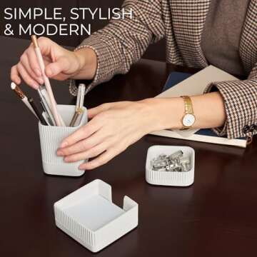 Concrete Desk Organizer Set of 3 - Stylish Office Essentials