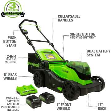 Greenworks 48V Cordless Lawn Mower with Batteries