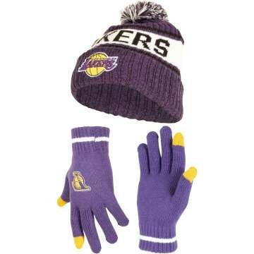 Ultra Game NBA Beanie & Touch Screen Gloves Set for Adults