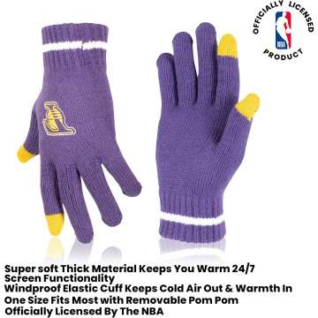 NBA Beanie & Touch Screen Gloves Set for Adults