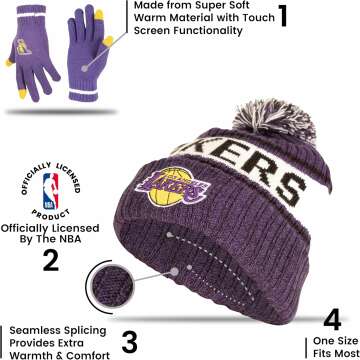 NBA Beanie & Touch Screen Gloves Set for Adults