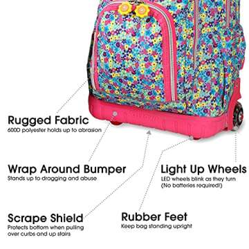 J World New York Lollipop Kids Rolling Backpack & Lunch Bag Set, Floret, One Size