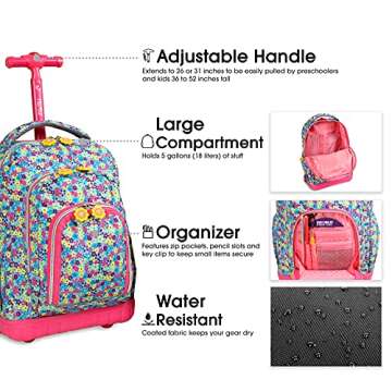 J World New York Lollipop Kids Rolling Backpack & Lunch Bag Set, Floret, One Size